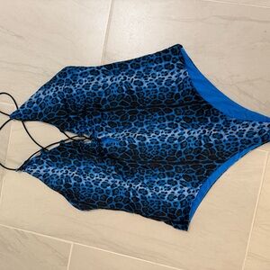 BeachRiot Blue Leopard Print Swimsuit size L